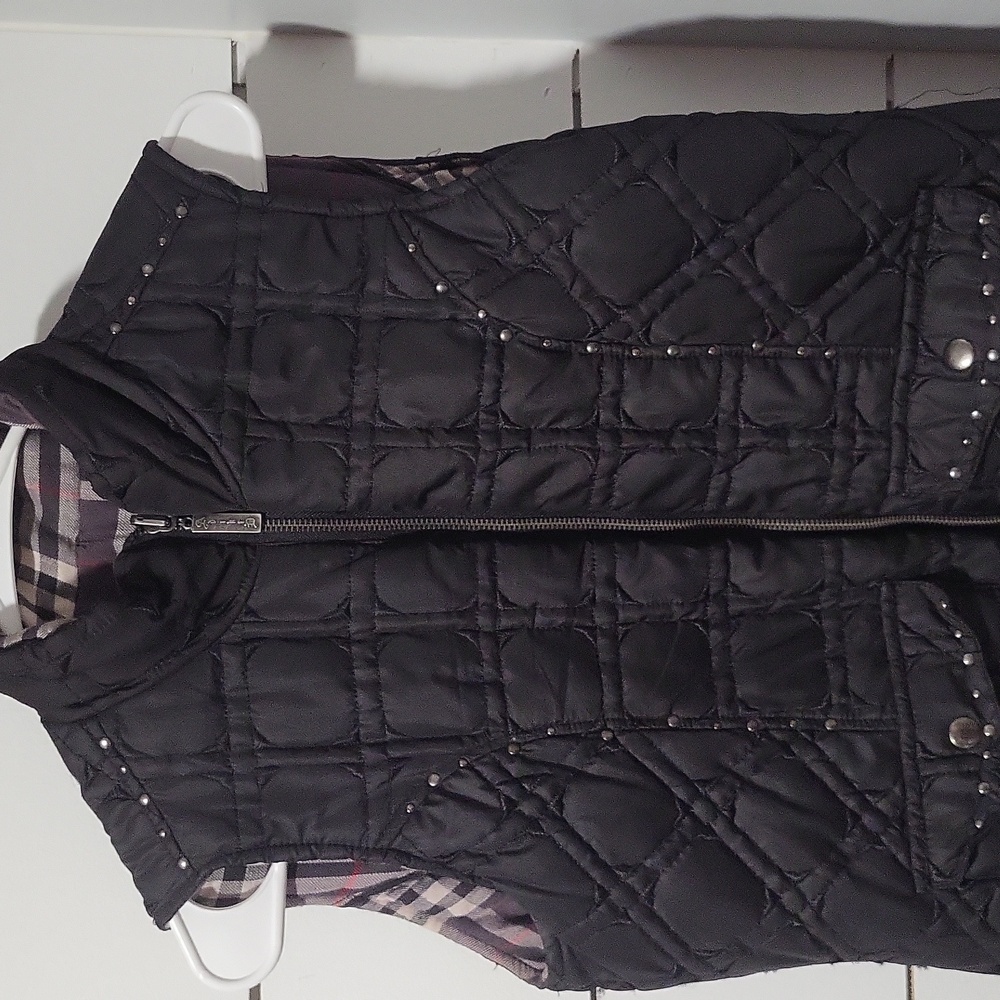 Adiktd Quilted Vest Womens Small Vest Button Zip vintage Reversible